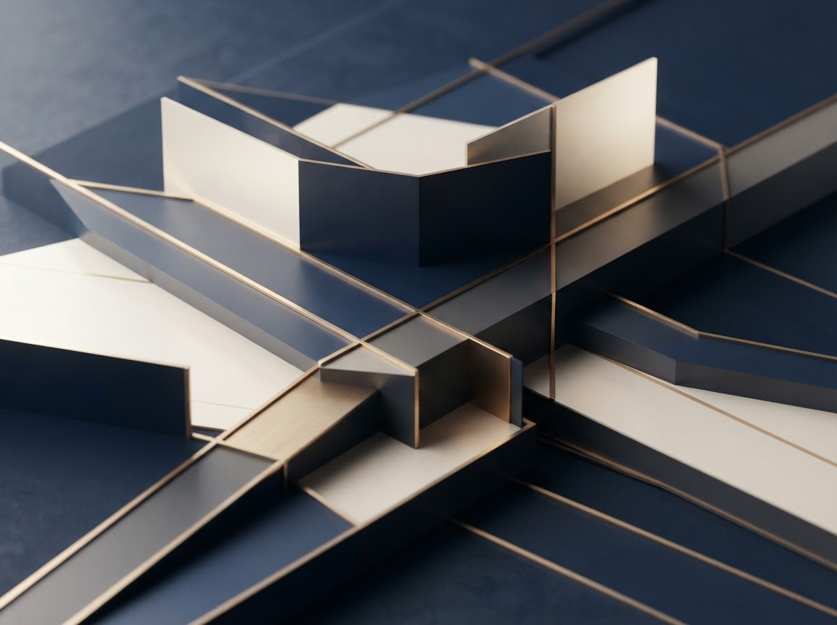 Abstract layered geometry representing structured strategy