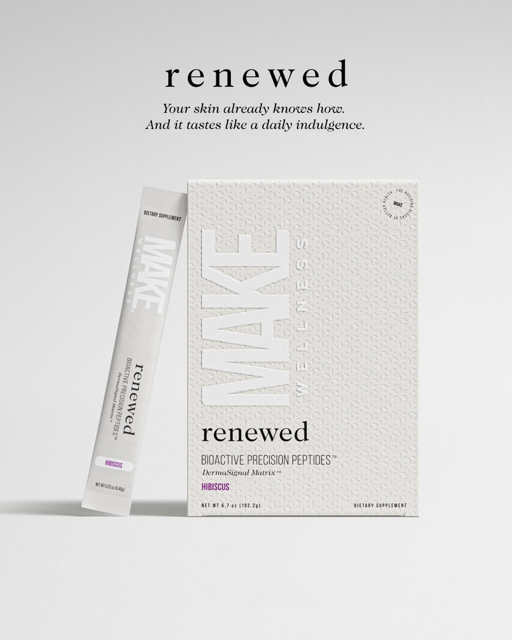 RENEWED Bioactive Precision Peptides drink box and stick packet