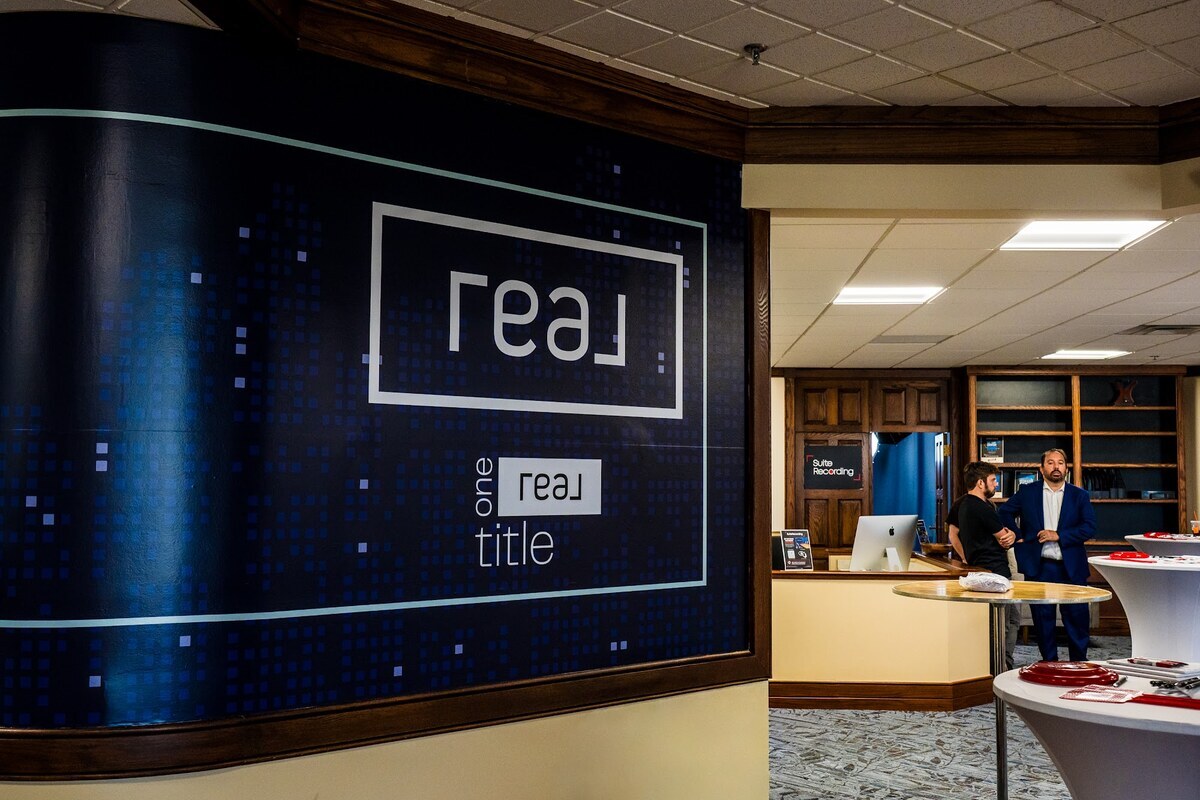 Professional lobby and reception with Real branding
