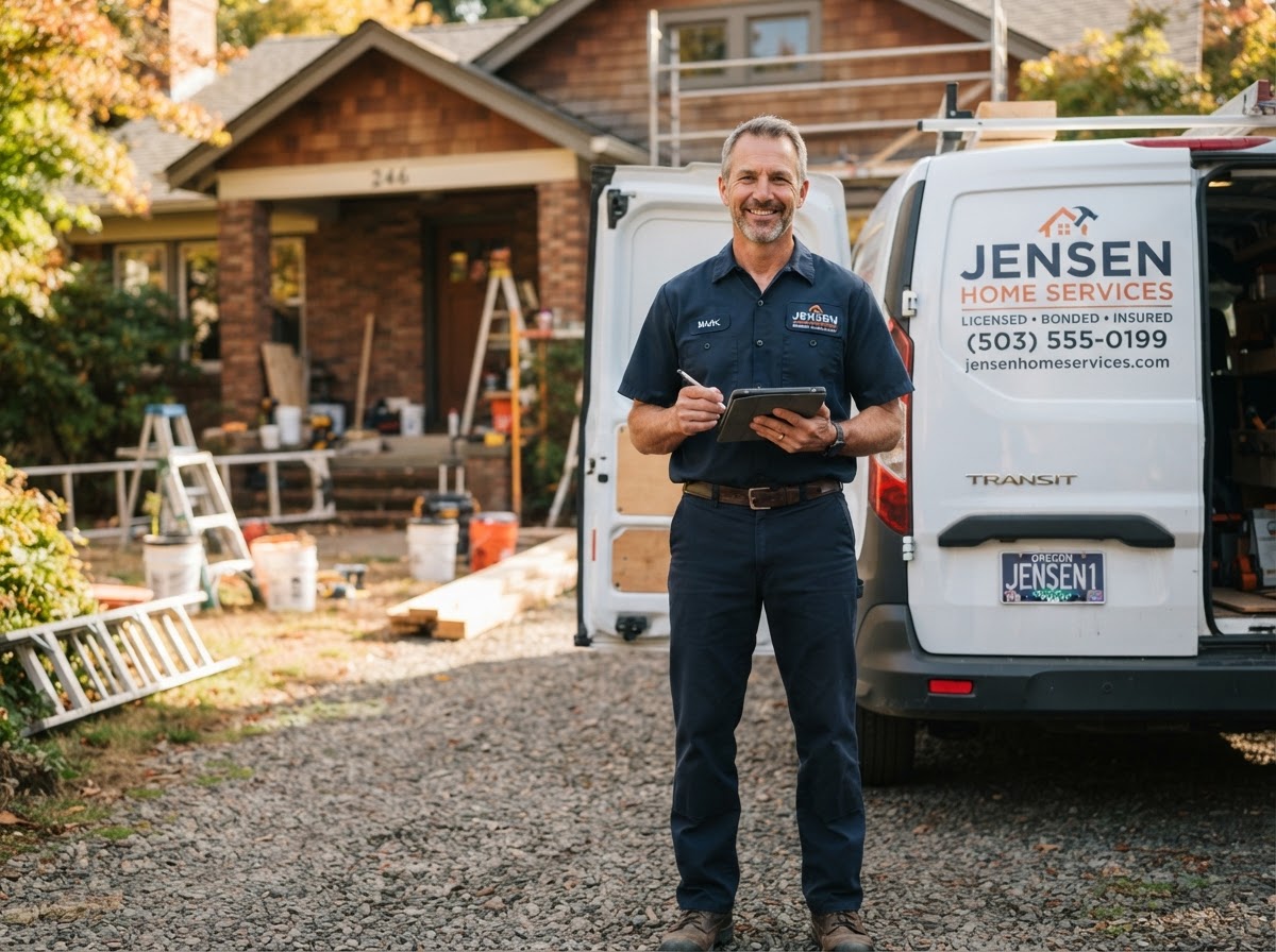 Recent service post from a local HVAC company showing a technician on a job site