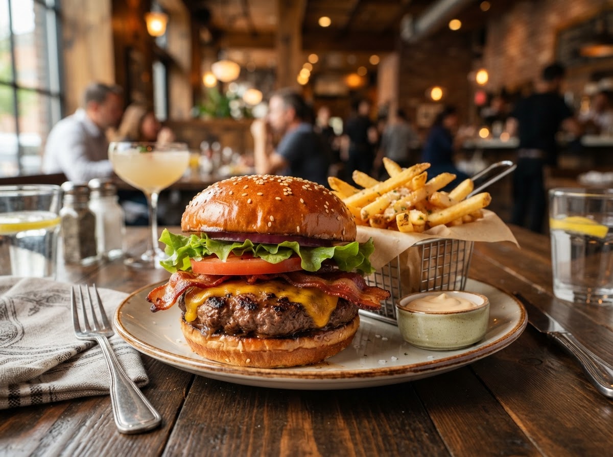 The Real Canadian Burger at Headquarters Restaurant & Bar