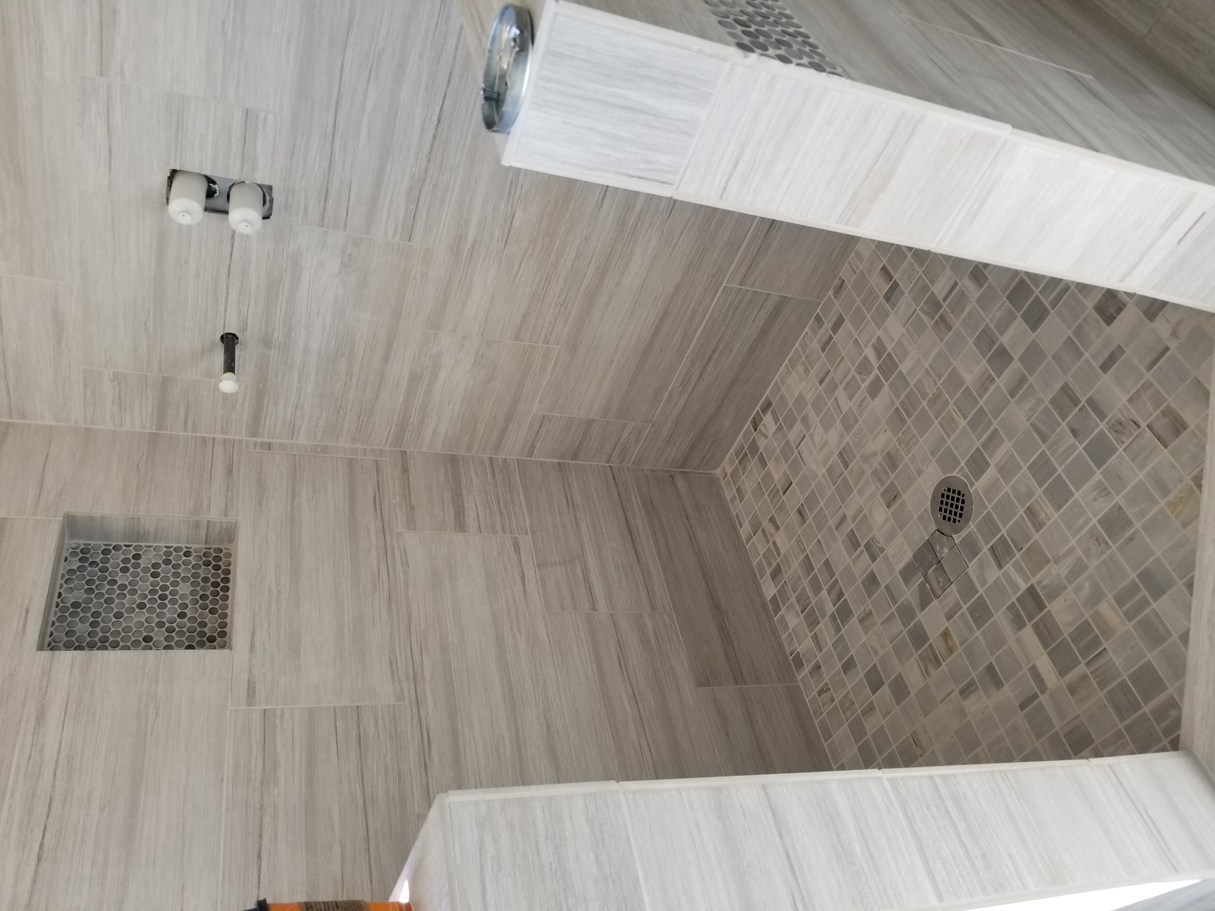 Walk-In Shower & Mosaic Floor — completed by Lopez Handyman
