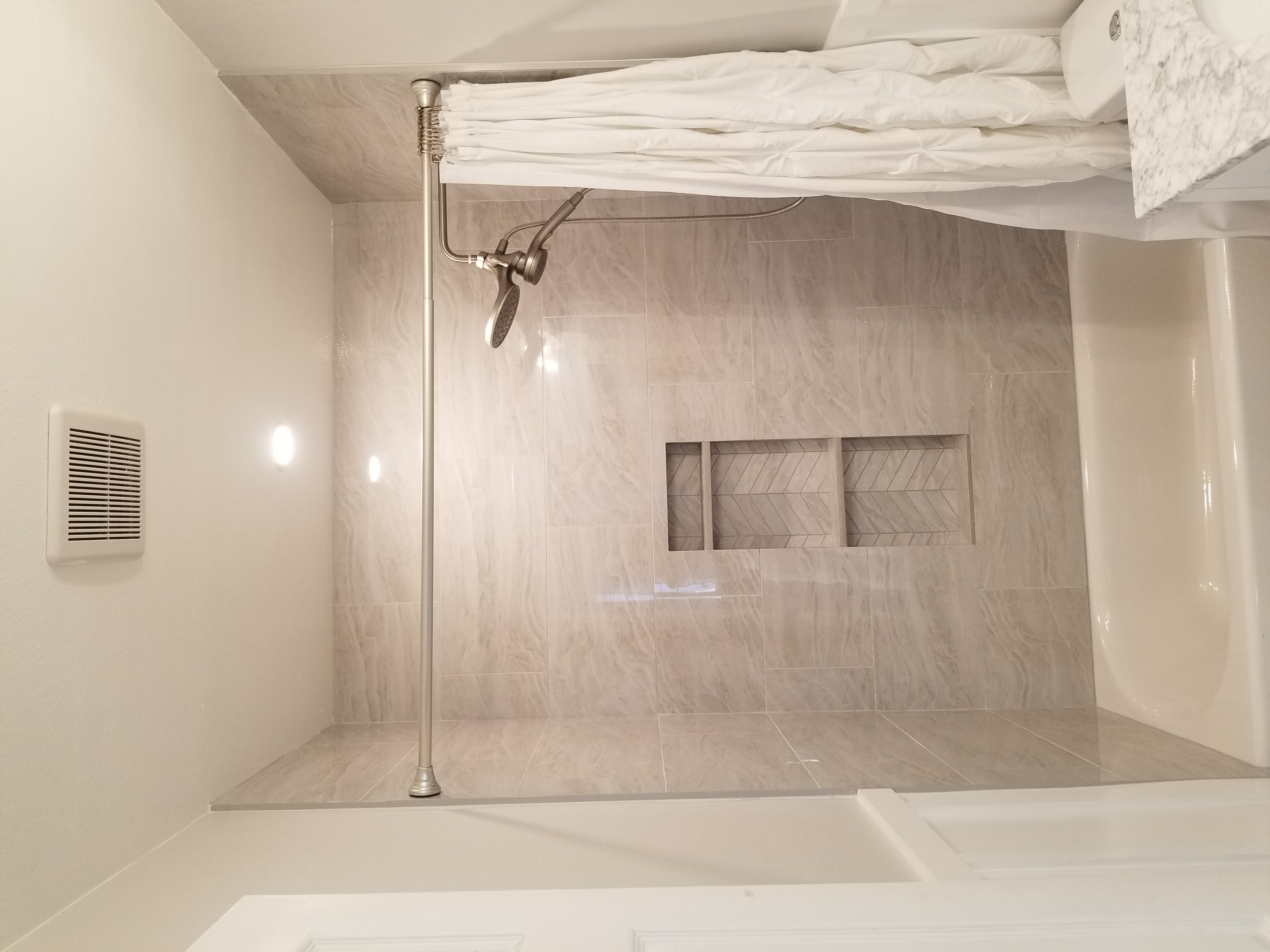 Custom Tile Shower & Niche — completed by Lopez Handyman