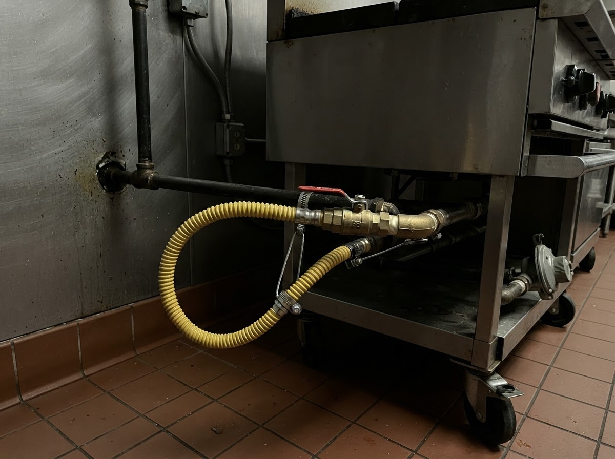 Gas line installation for commercial range in Tulsa