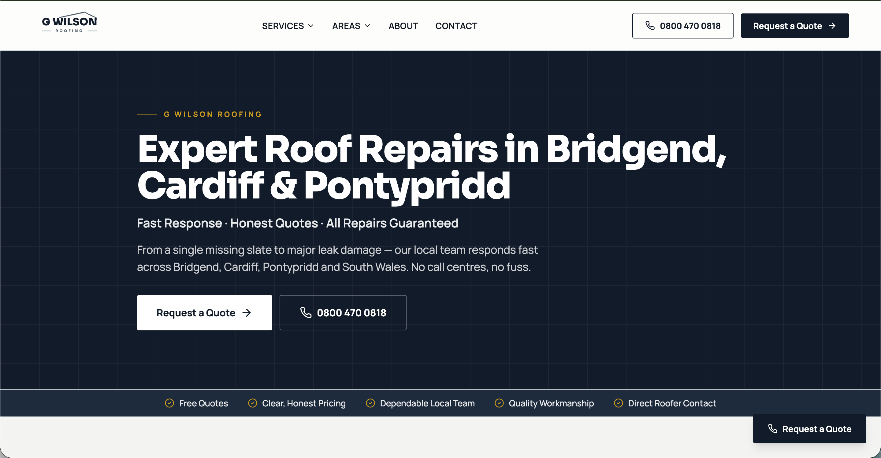 G Wilson Roofing website and Google Ads lead-generation system by Digital Daun