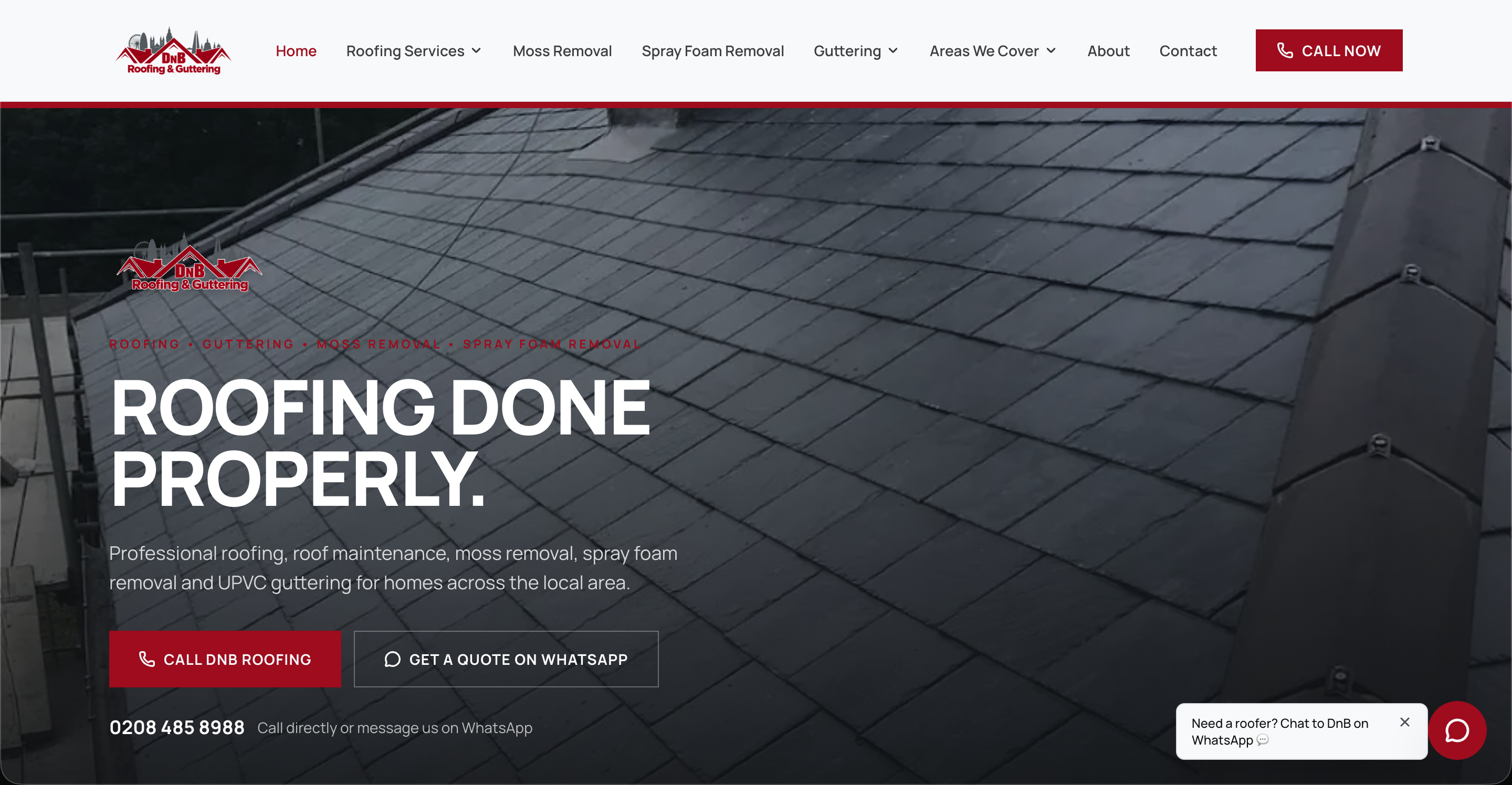 DNB Roofing — Roofing website design by Digital Daun