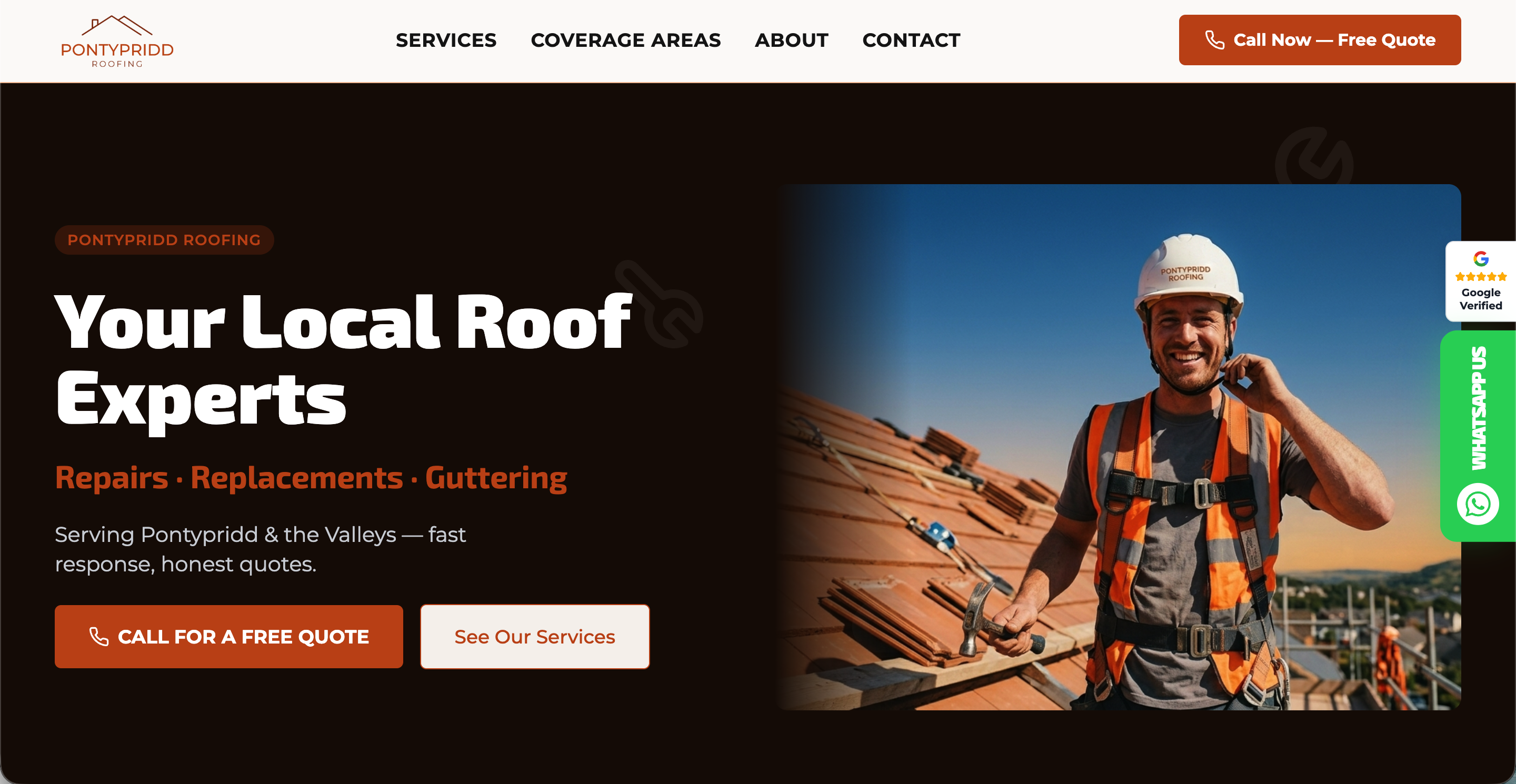 Pontypridd Roofing — Roofing website design by Digital Daun