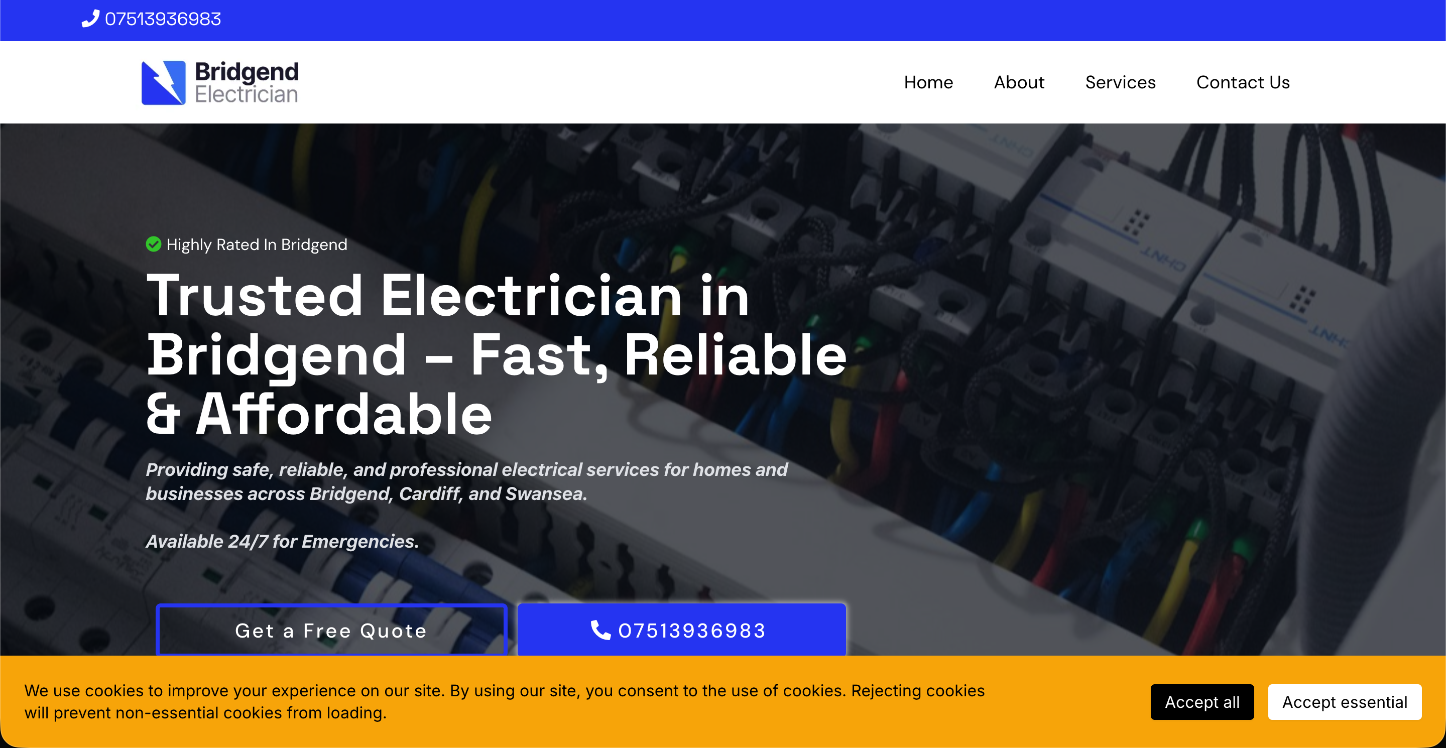 Bridgend Electrician — Electrical Services website design by Digital Daun