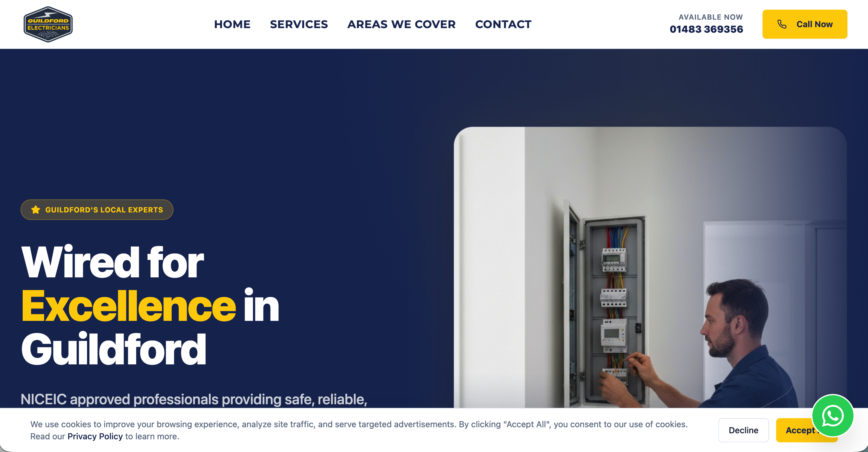 Guildford Electricians — Electrical Services website design by Digital Daun