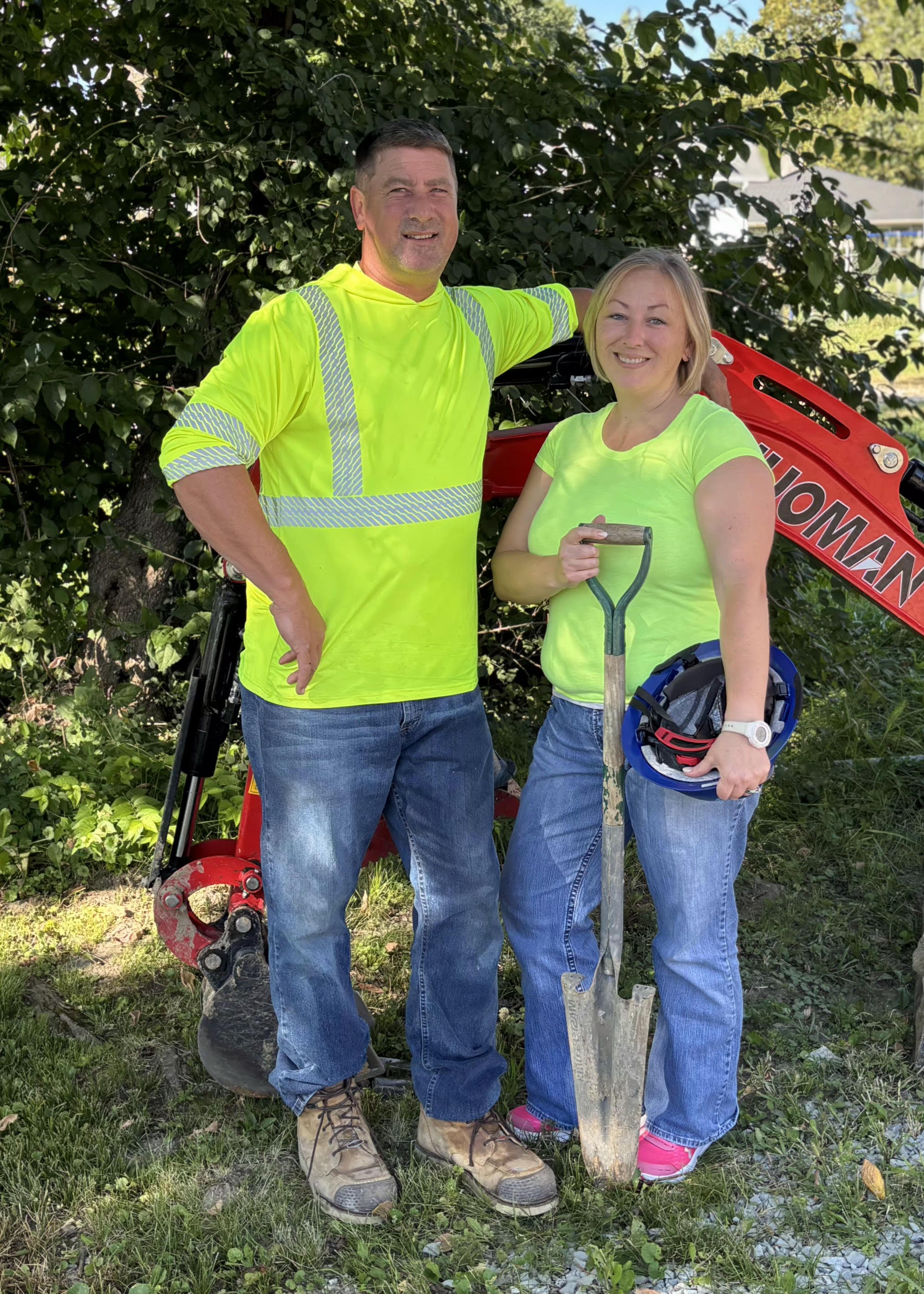 Mike and Haley O'Reilly, owners of O'Reilly Construction Services LLC, on site