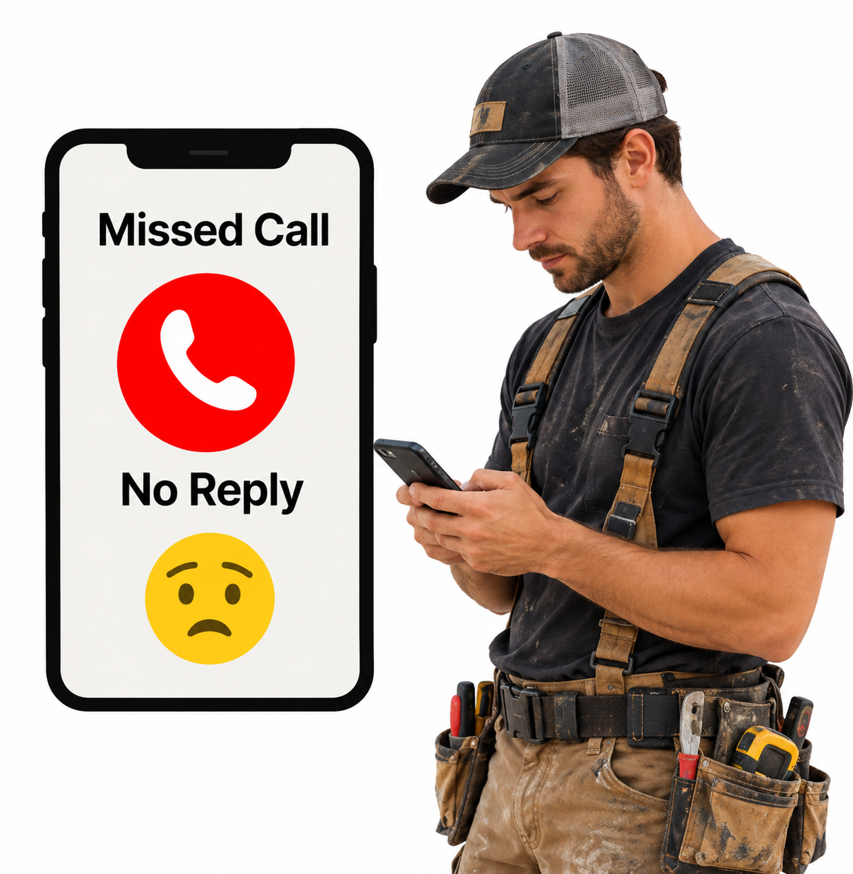 Missed Call No Reply - contractor on job site