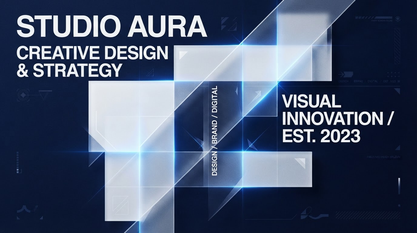 Abstract navy and white studio composition representing SHunter LLC's design work
