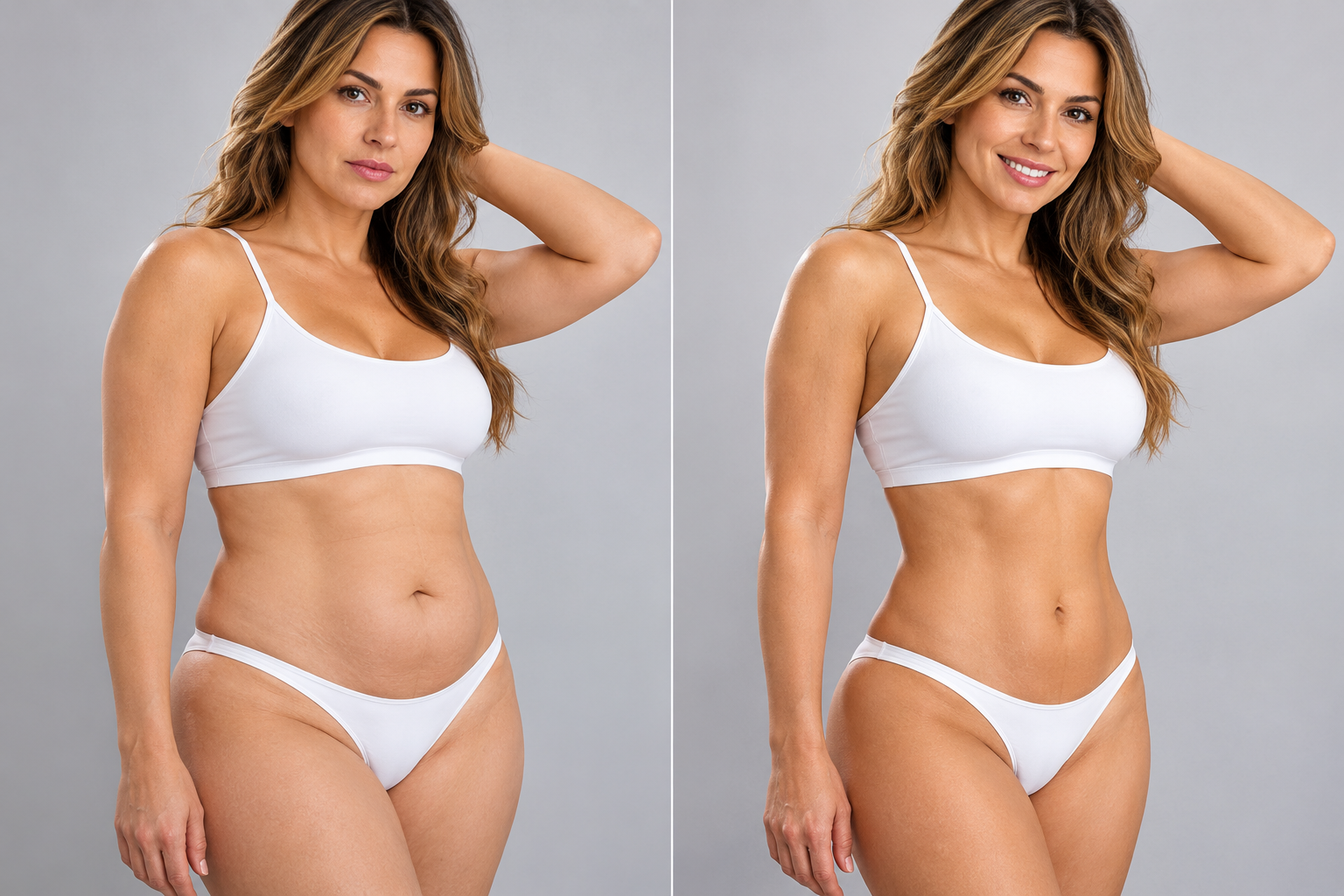 Waistline Transformation before and after comparison showing female profile