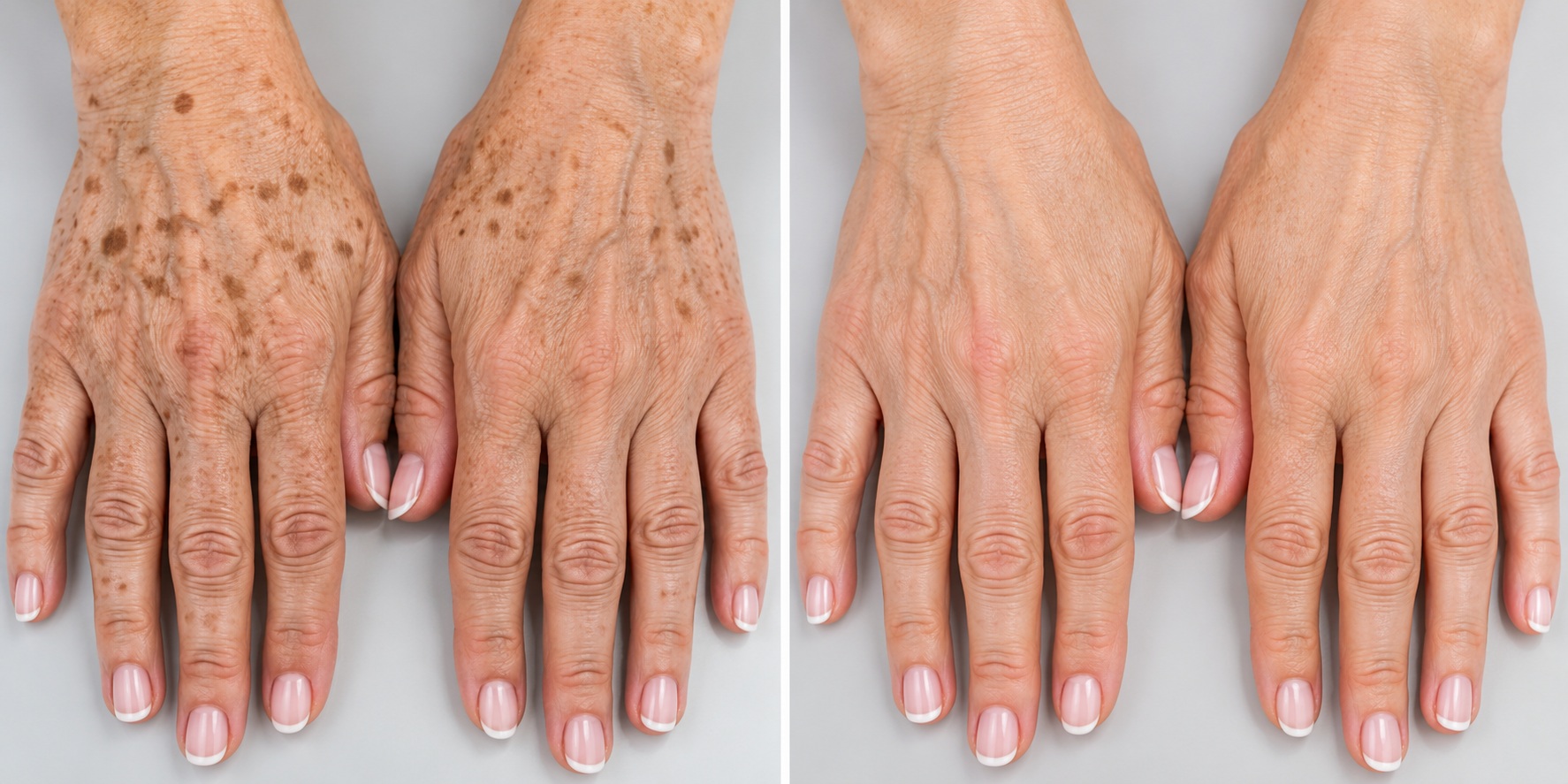 Age Spot Reduction on Hands Before & After illustrative comparison