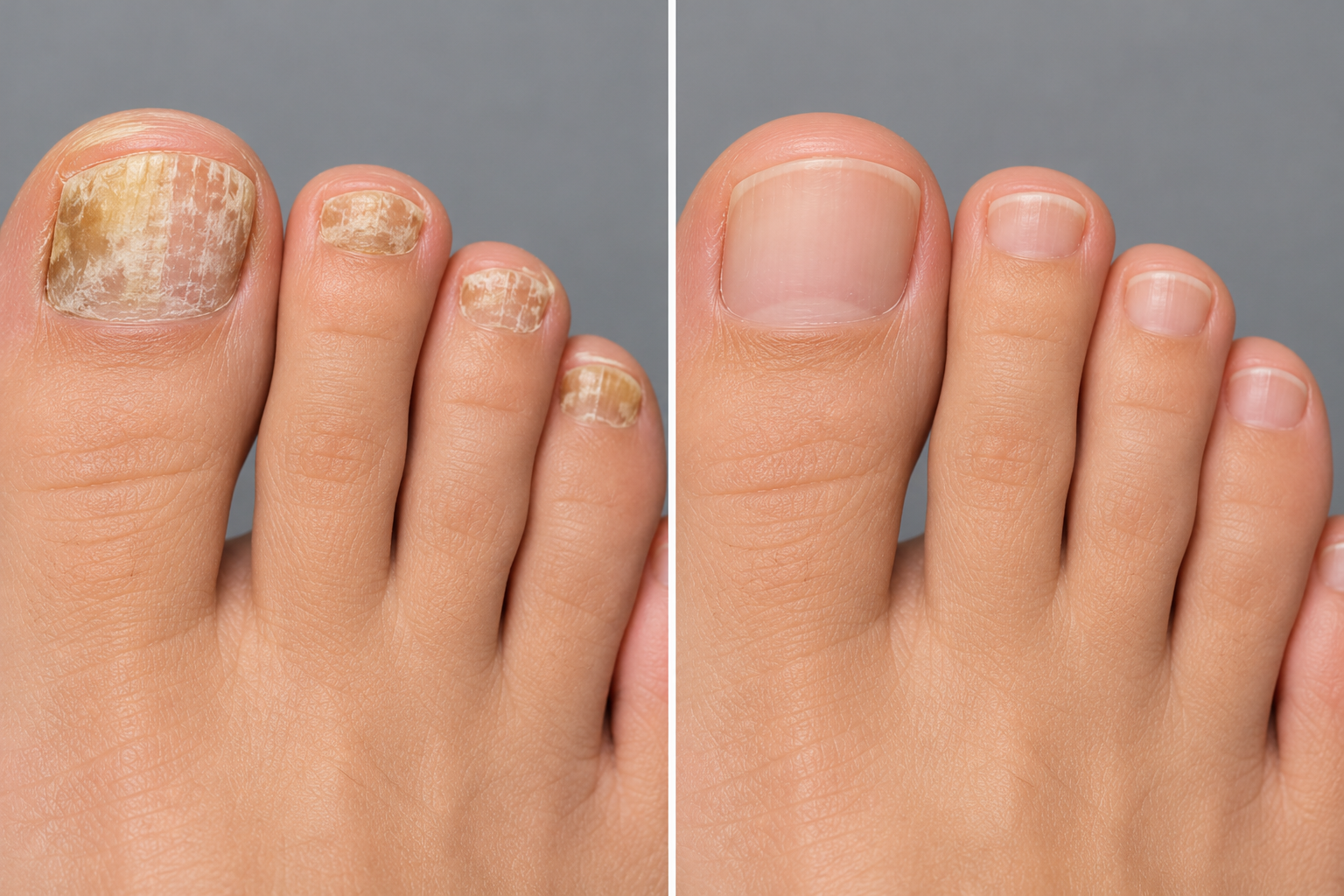 Multi-toe fungal clearance comparison across all toes on the foot