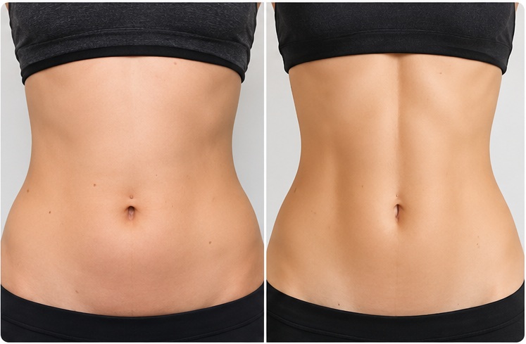 Female Waist Definition Before & After Comparison