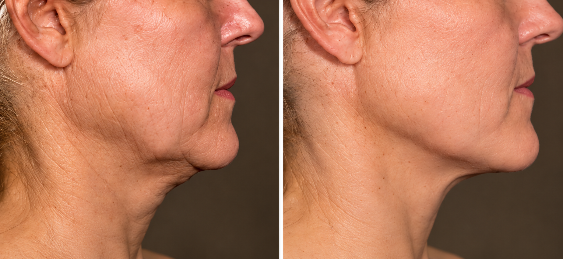 3-in-1 Face Lift Before & After: Jawline & Neck comparison