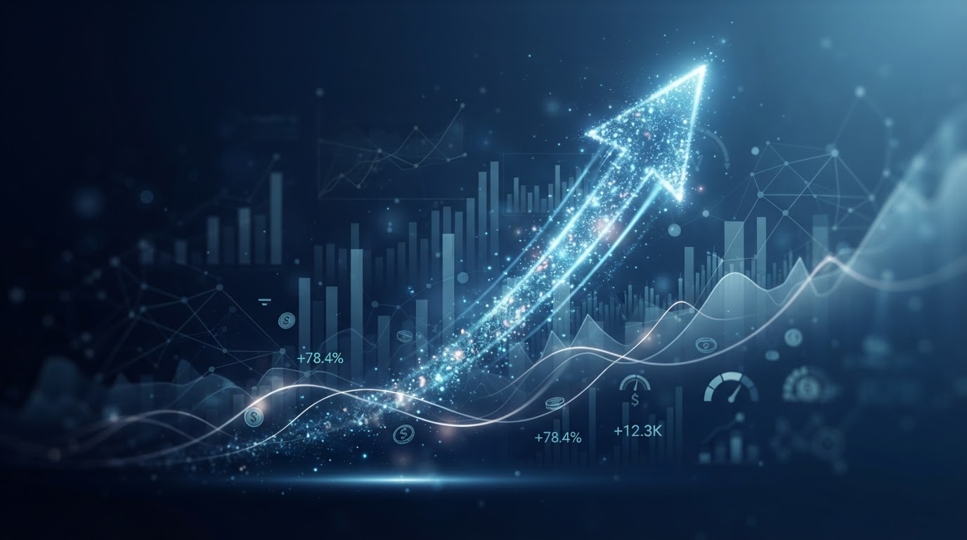 Credit score trending upward — financial growth visualization