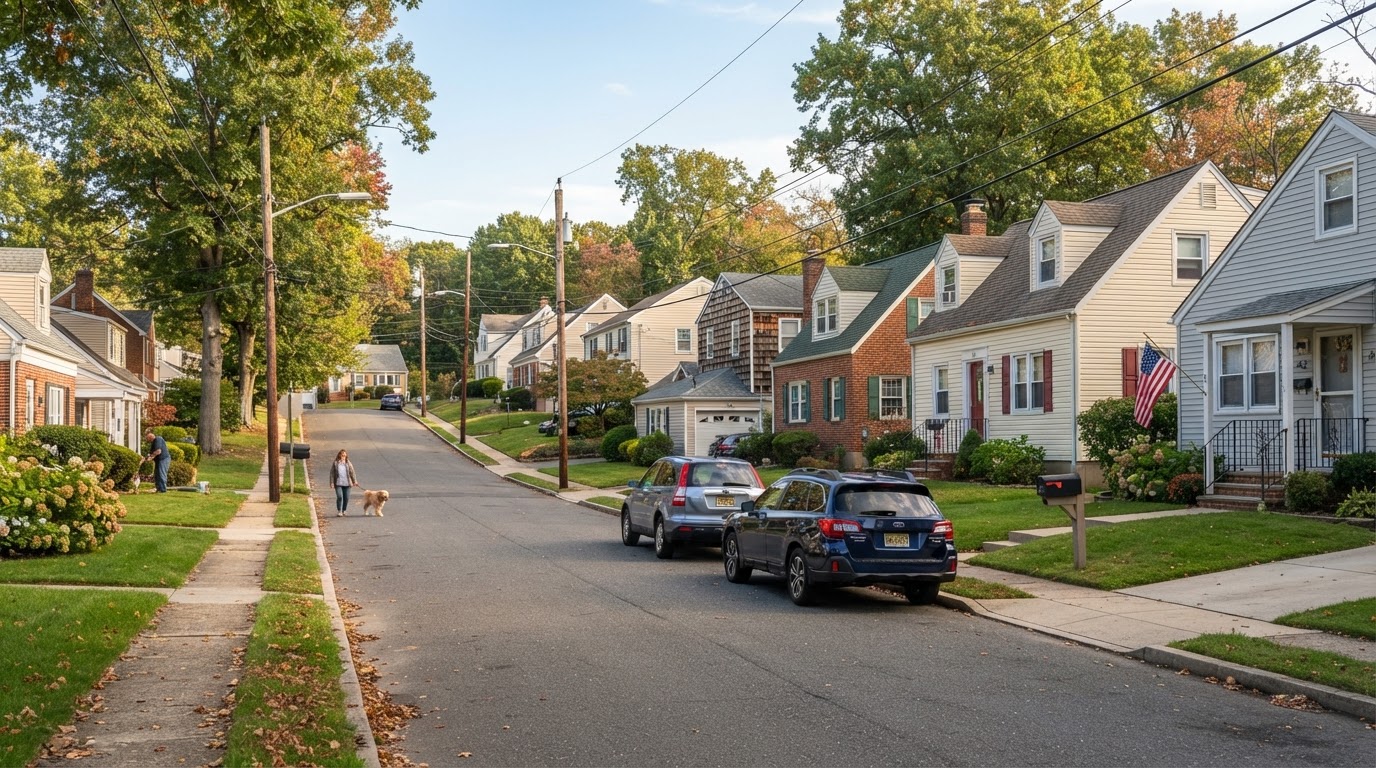 Quiet residential street in a South Jersey neighborhood