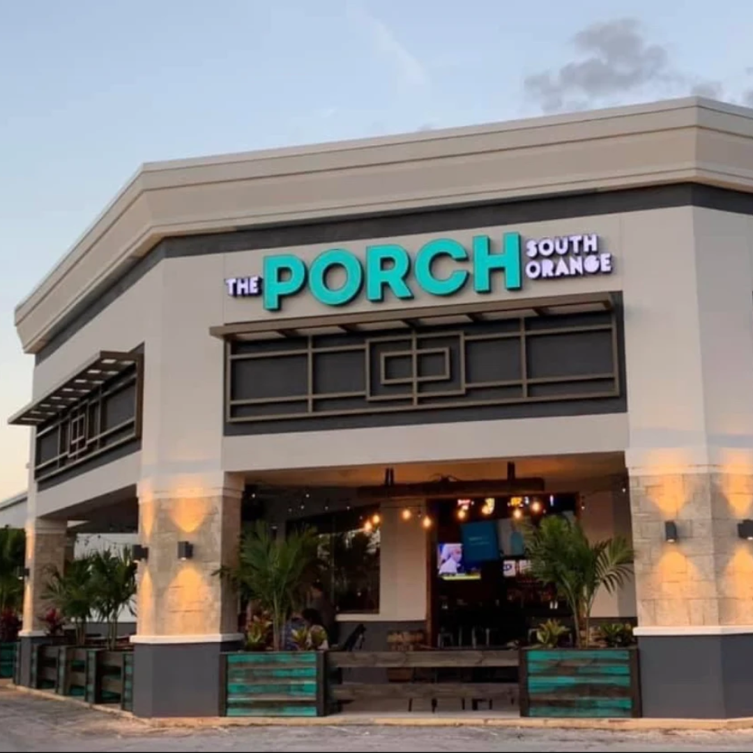 The Porch South Orange building facade and patio