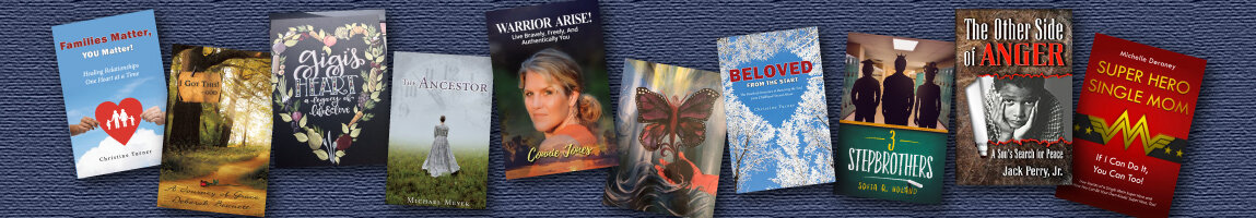Collage of real published client book covers from authors Jacqueline Arnold has coached through Sweet Life USA