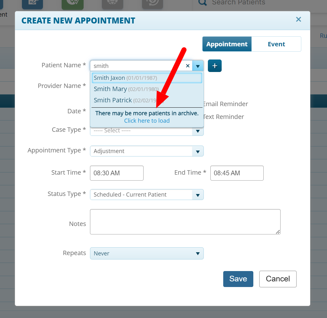 Archive_Patient Search Appt