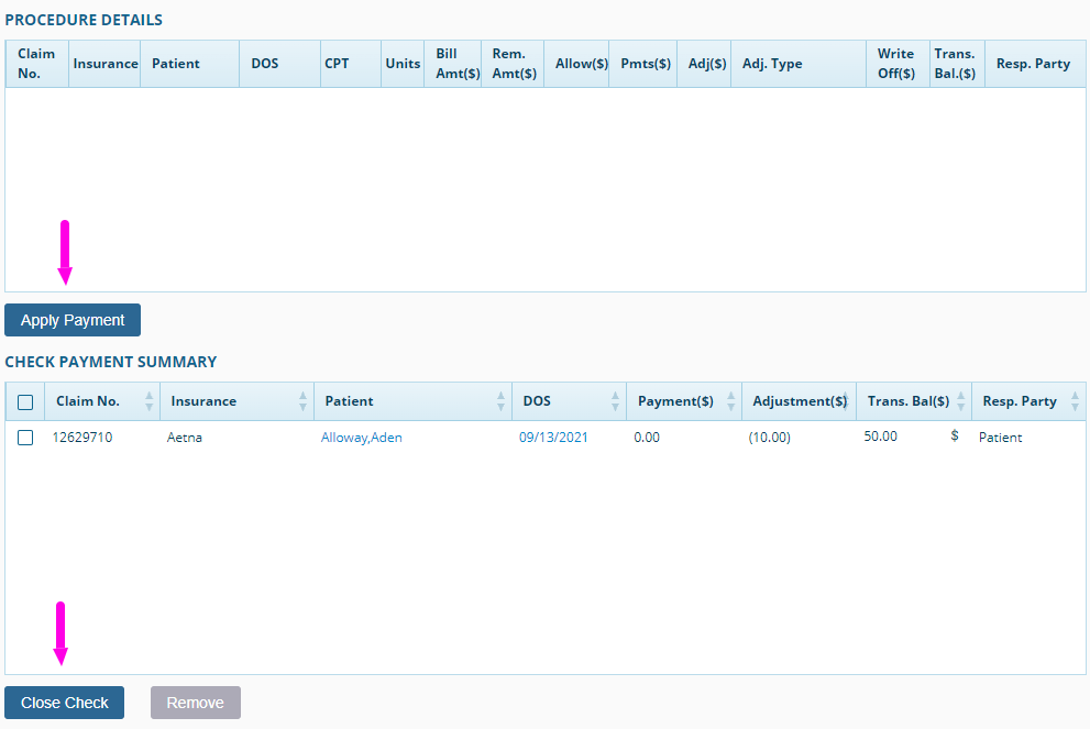 Apply Payment_Close Check