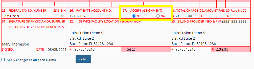 Assignment HCFA