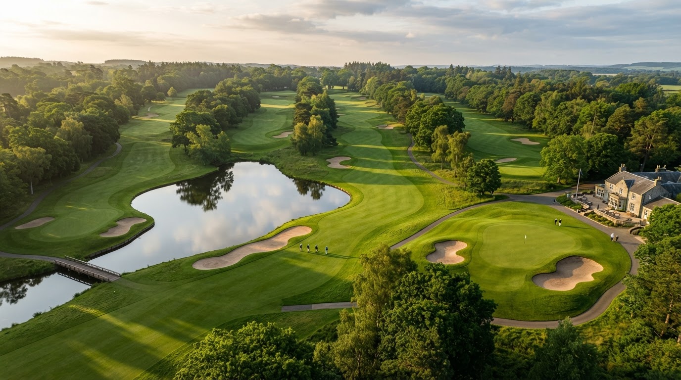 Aerial view of a golf course