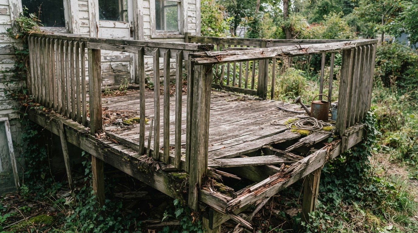 Deck Railing Repair — before (service example)