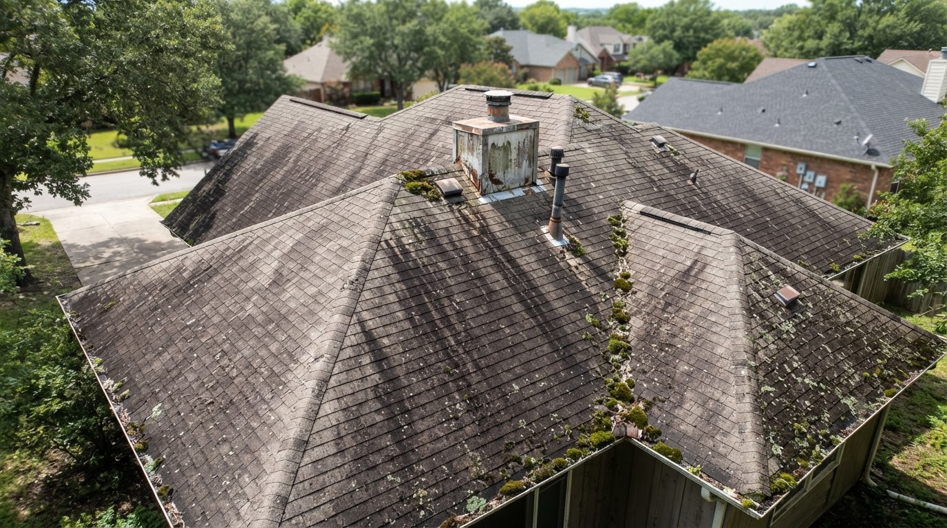 Low Pressure Roof Soft Wash — before (service example)