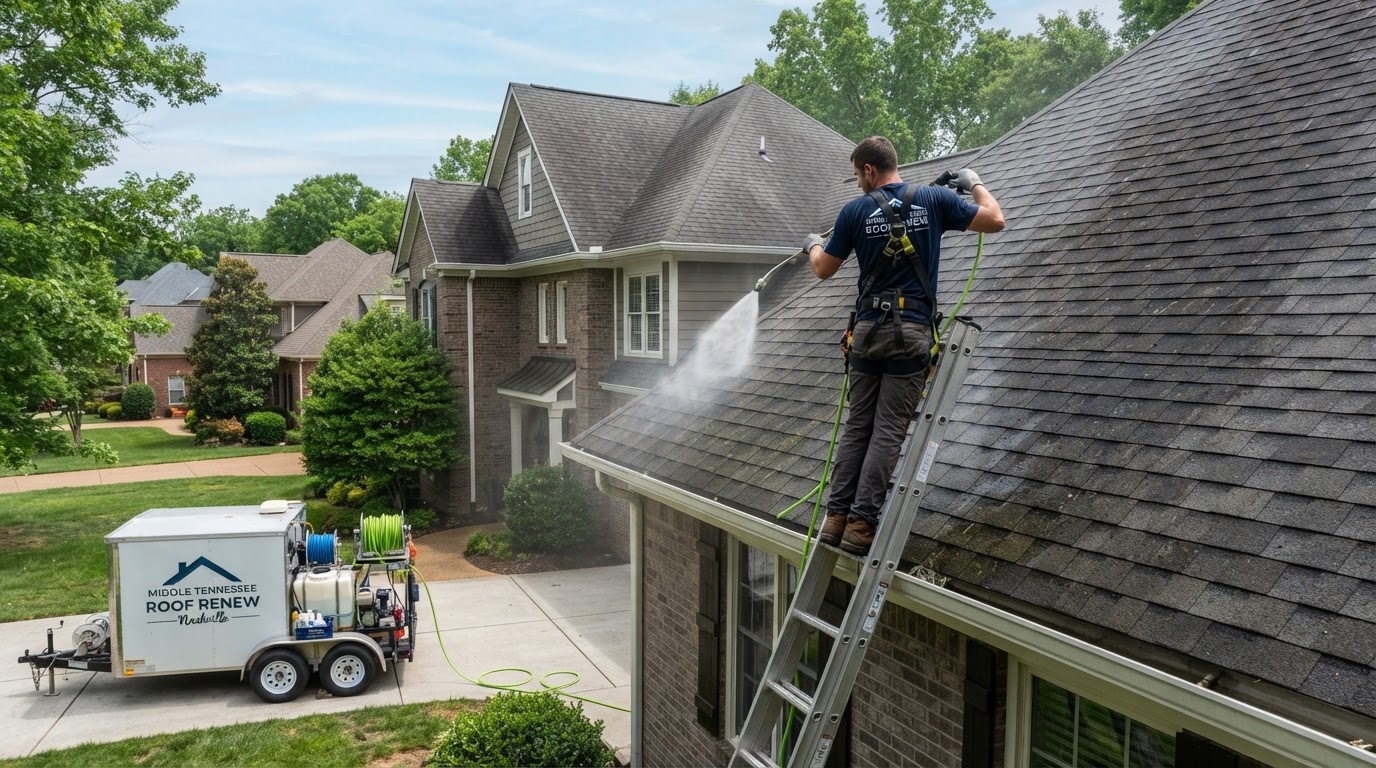 Low Pressure Roof Washing — service example