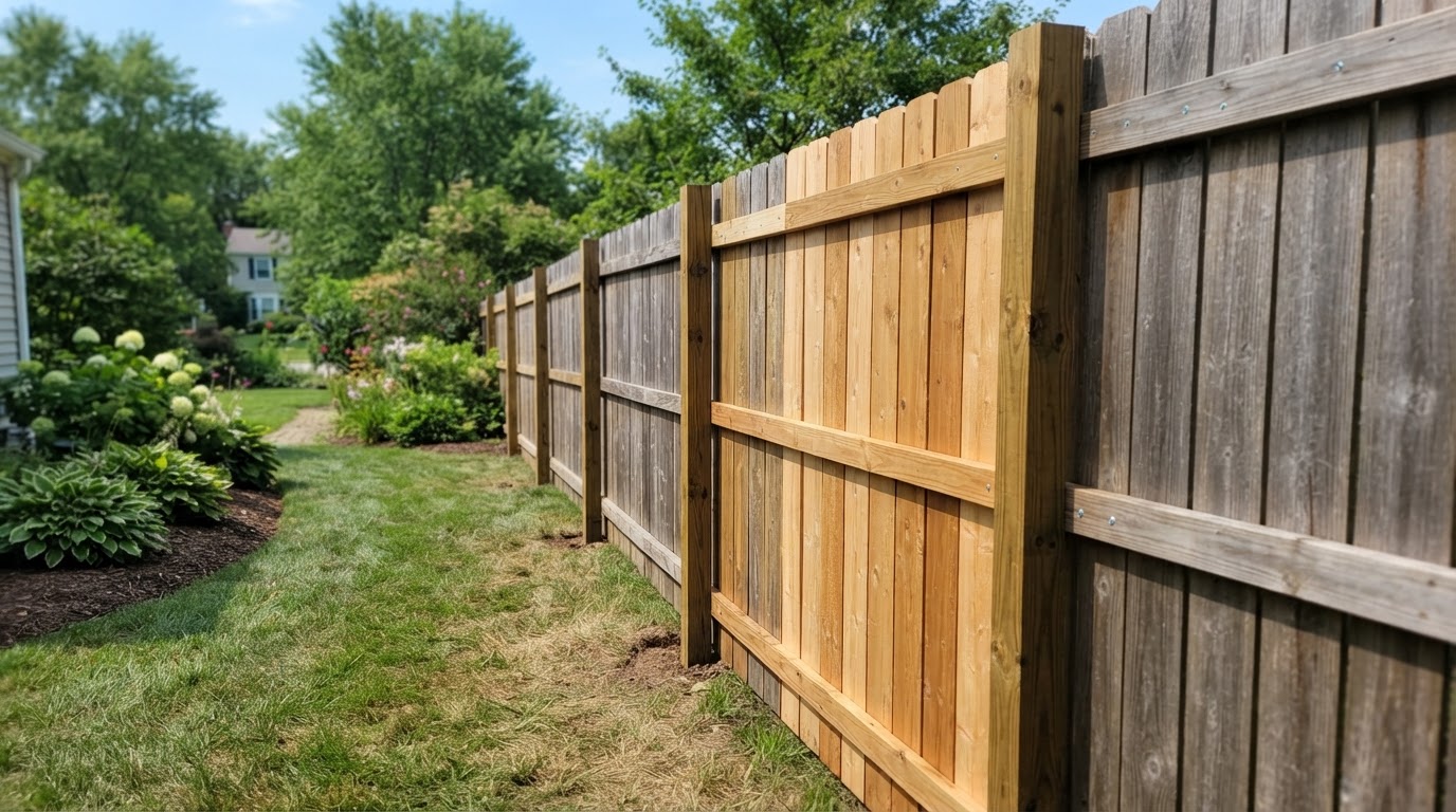 Fence Board & Post Repair — after (service example)