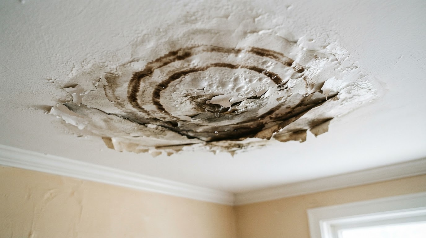Ceiling Water Damage Repair — before (service example)
