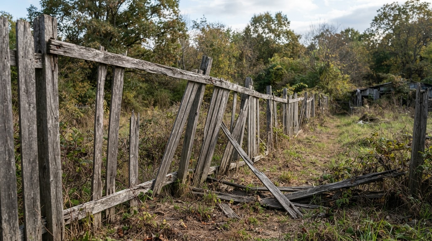 Fence Board & Post Repair — before (service example)