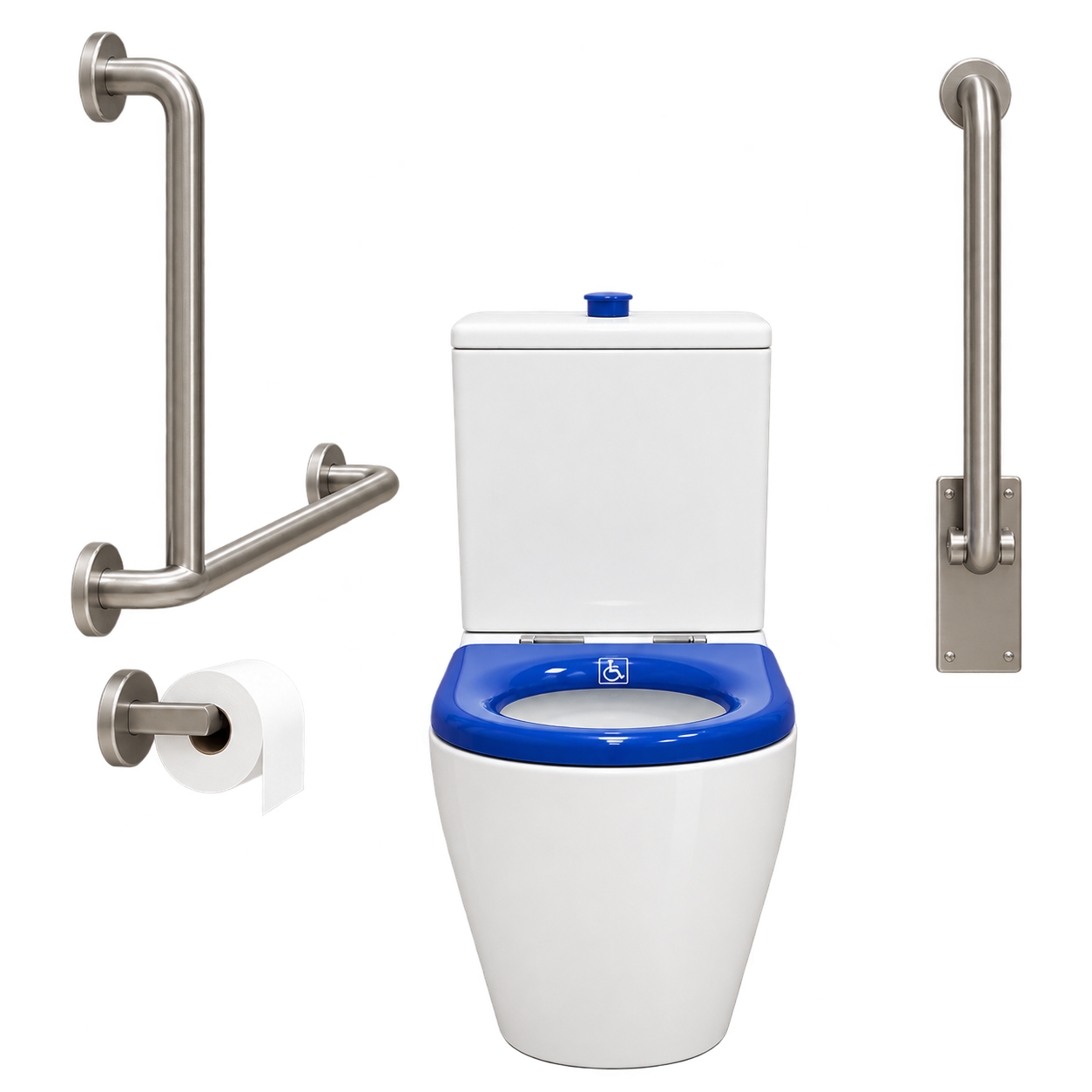 Care & Commercial accessible toilet suite with grab rails