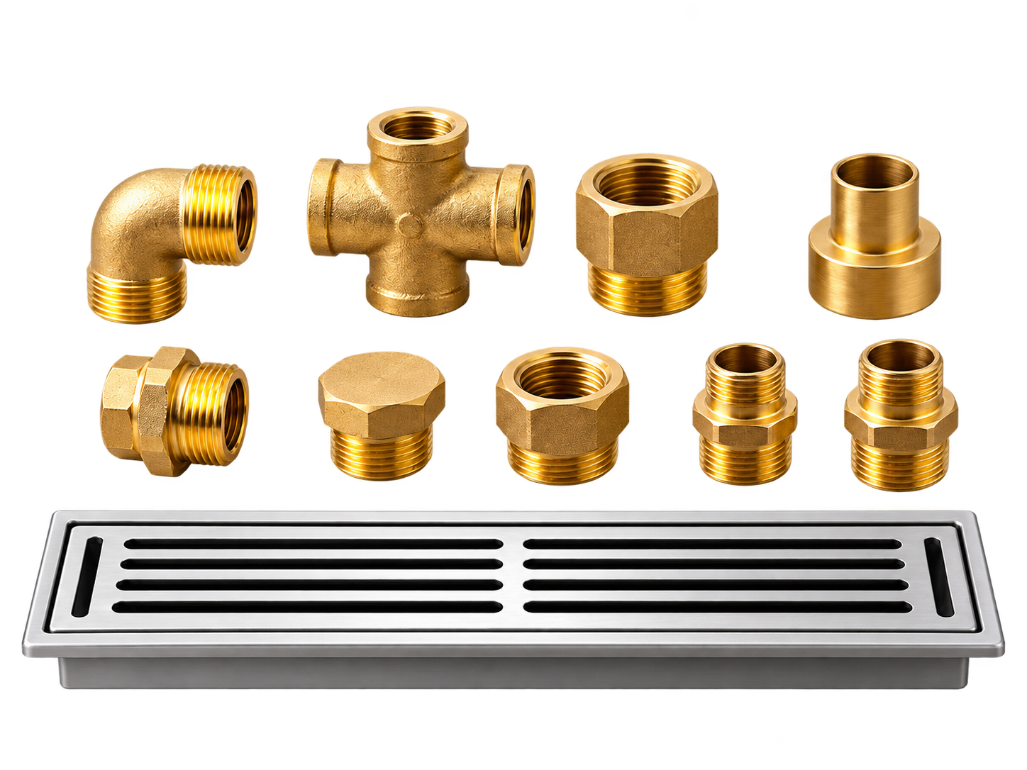 Drainage grates and brass plumbing fittings