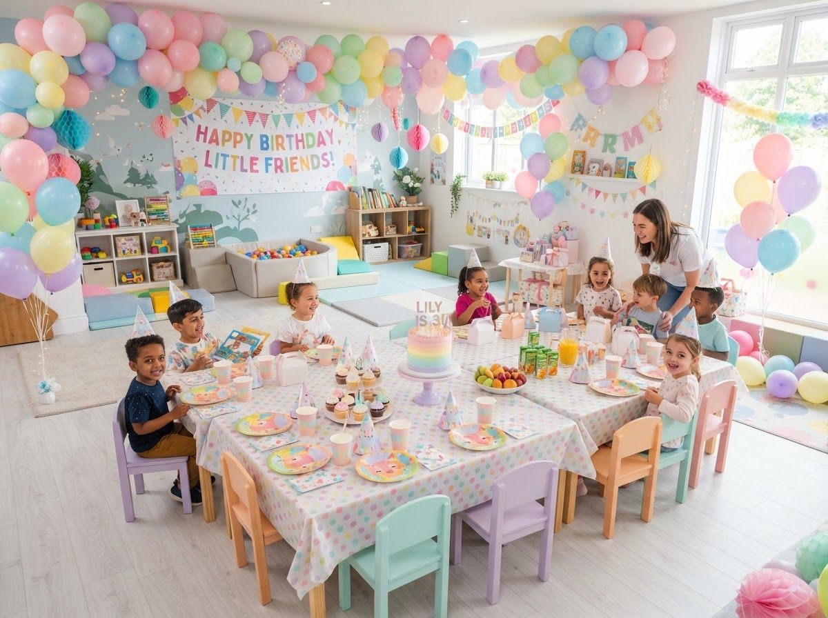 Birthday party celebration setup at Back 2 Basics