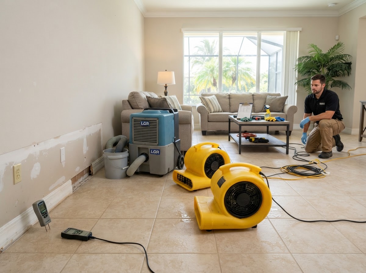Residential water damage restoration in Cape Coral