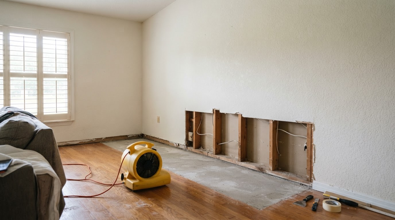 After wall and ceiling water damage cleanup in Bokeelia, Florida