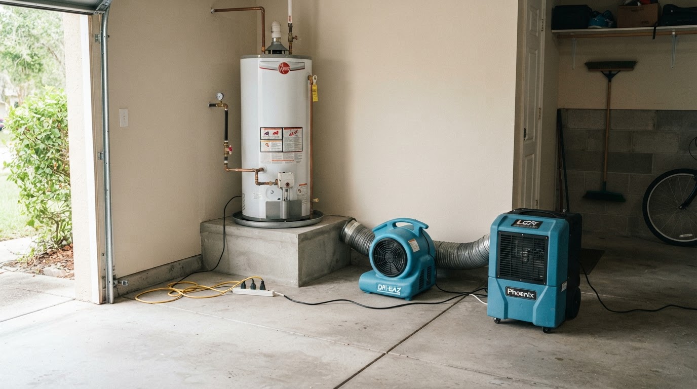 After water heater leak cleanup in Bokeelia, Florida