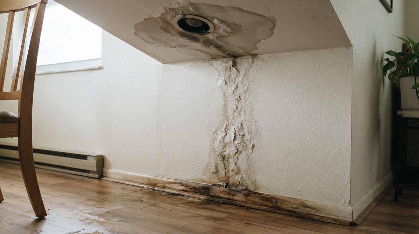 Before wall and ceiling water damage cleanup in Bokeelia, Florida