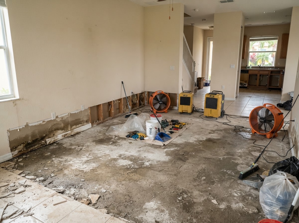 Flood damage cleanup in Cape Coral Florida