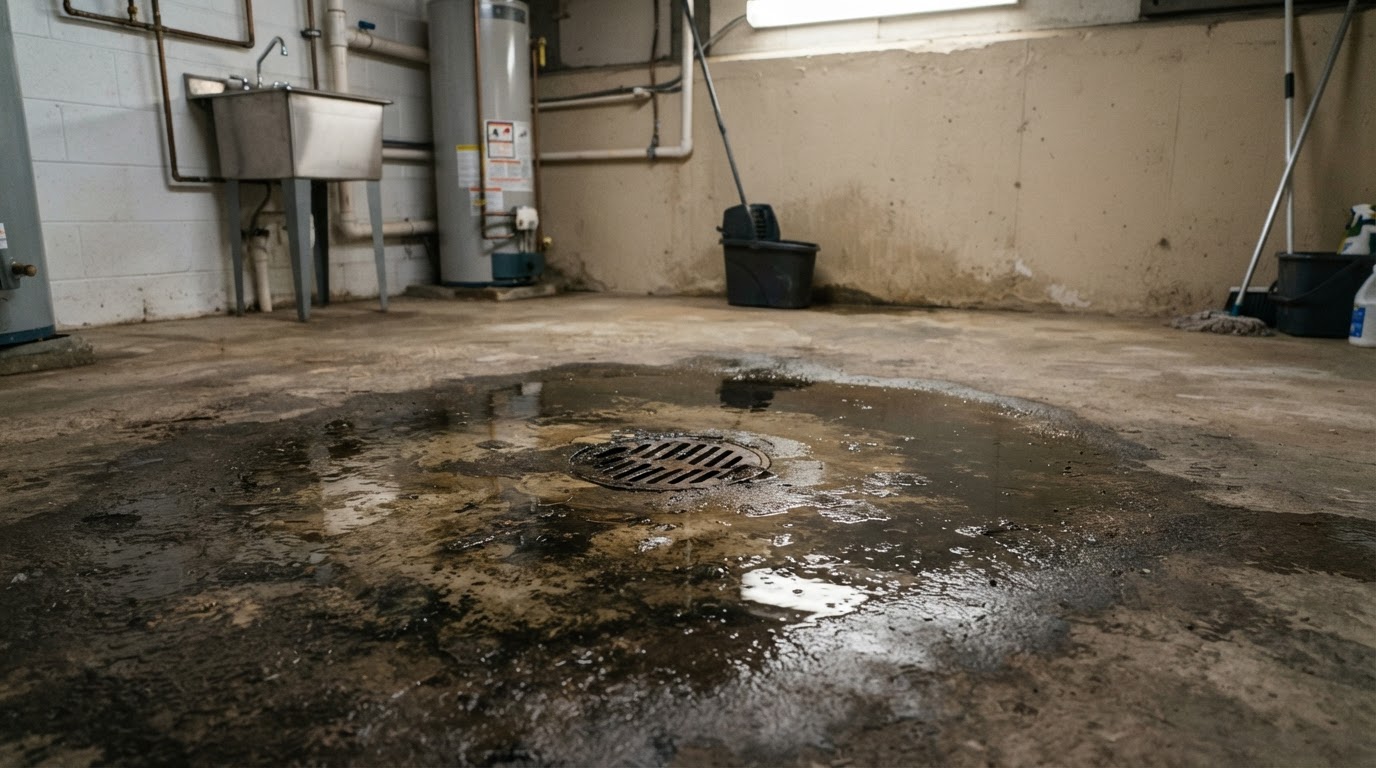 Before sewage backup cleanup near Bokeelia, Florida