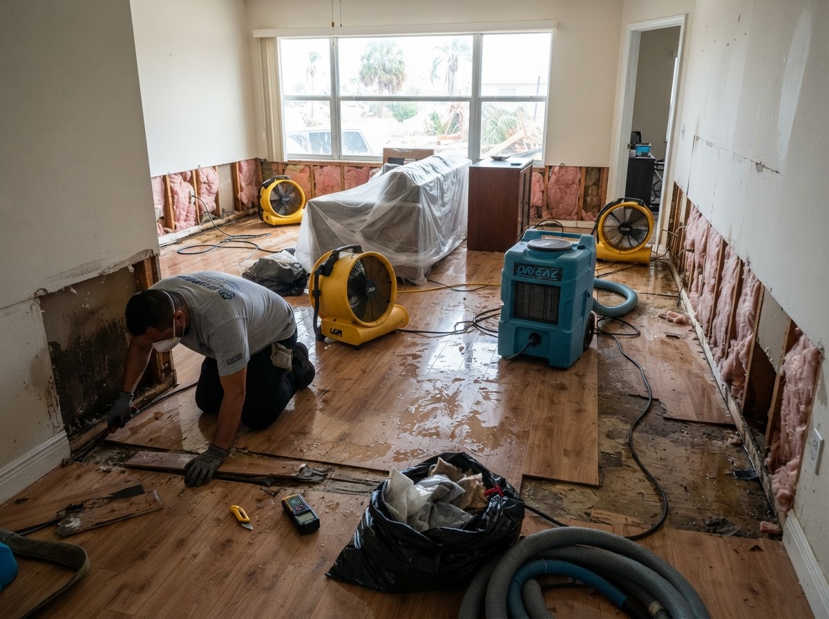 Hurricane water damage cleanup in Cape Coral Florida