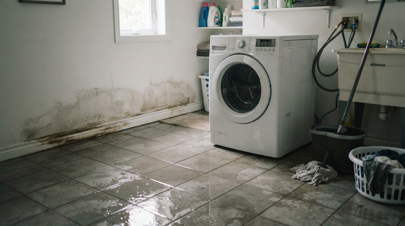 Before washing machine overflow cleanup near Bokeelia, Florida