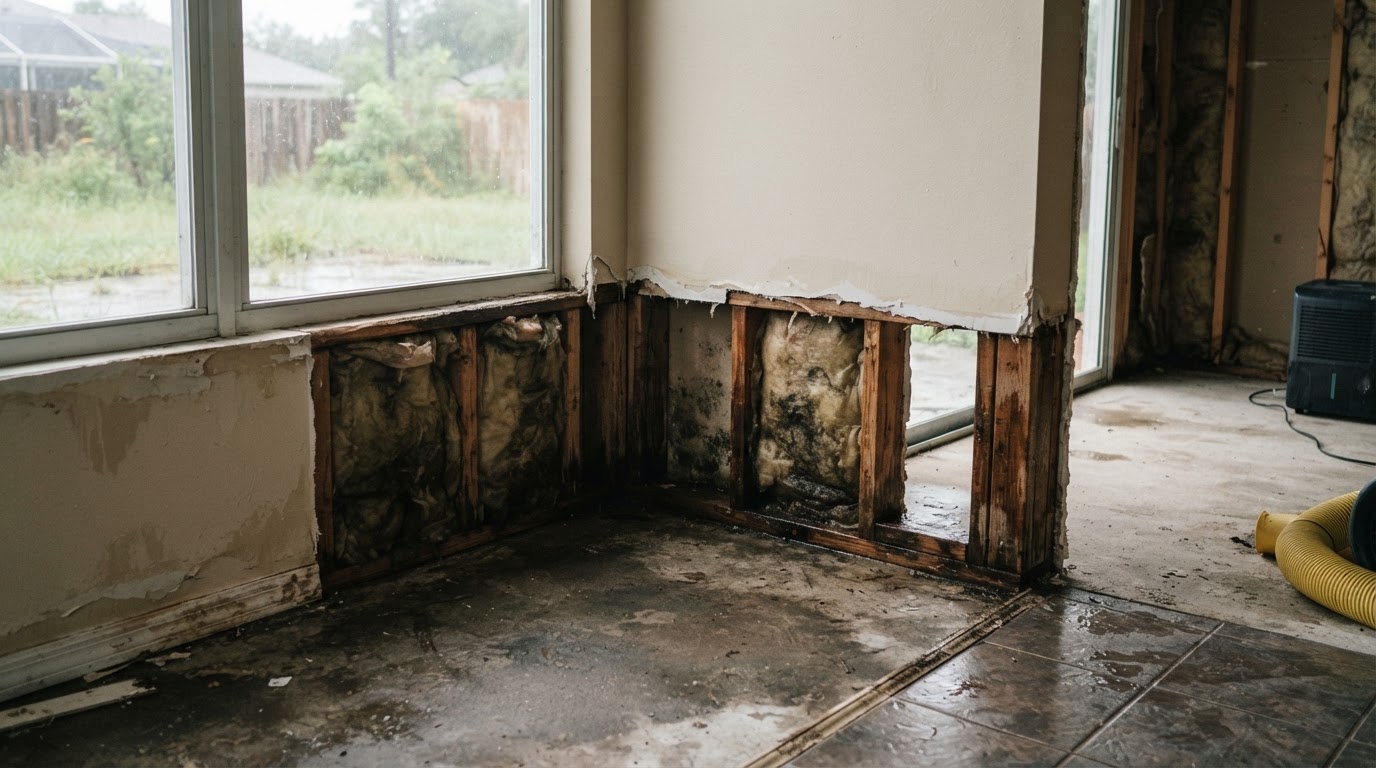 Before structural drying and dehumidification in Bokeelia, Florida