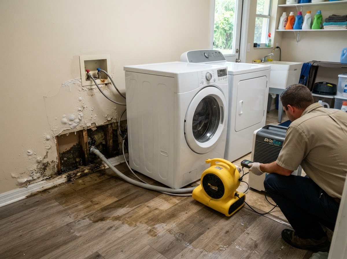 Washing machine overflow cleanup near Cape Coral