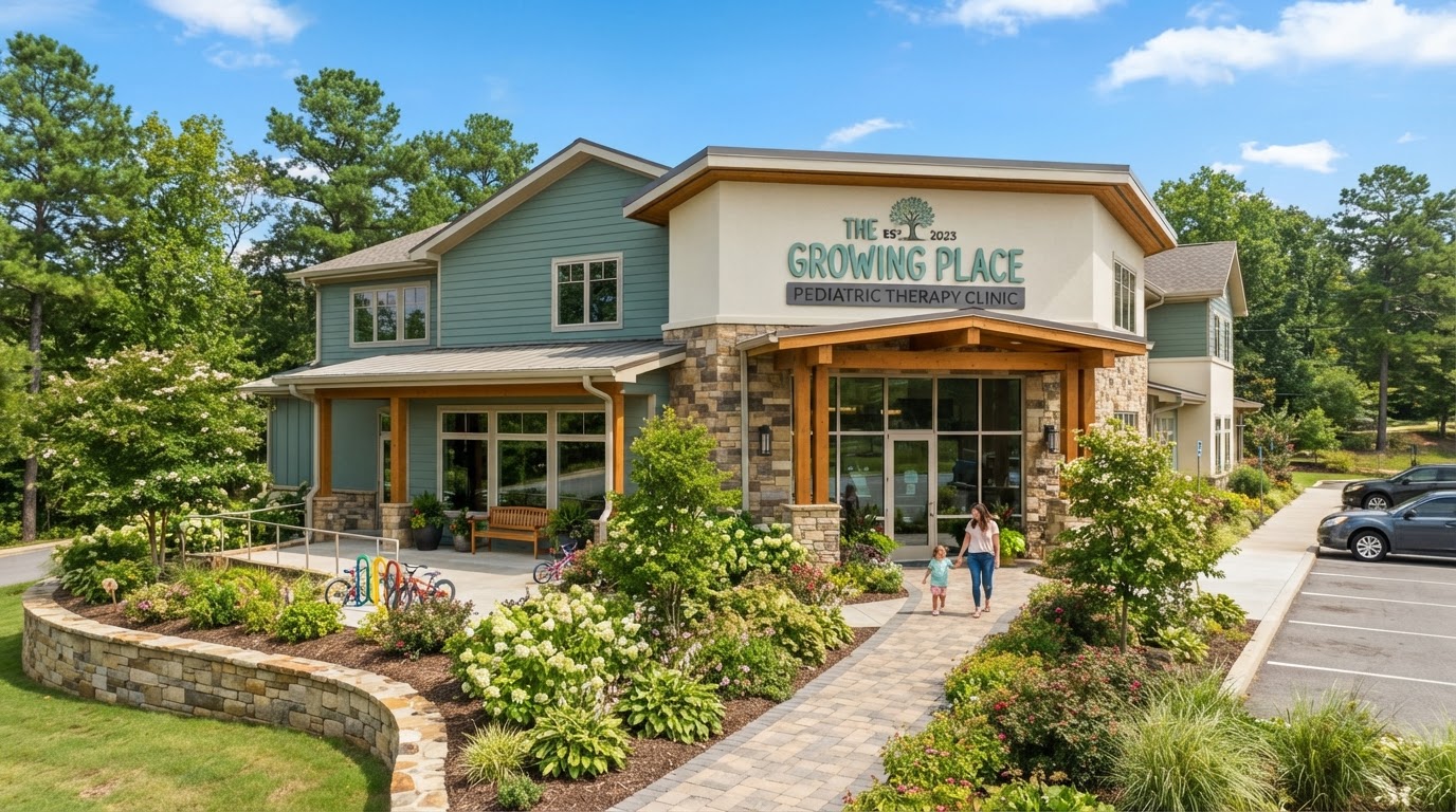 A welcoming Cross River Therapy clinic exterior in Arkansas on a warm sunny day