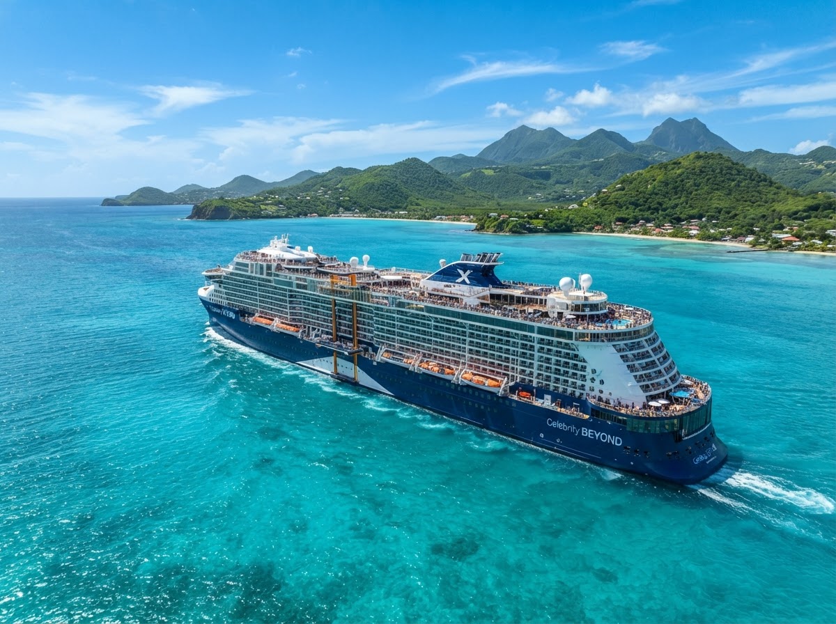 A cruise ship at sea representing comparing travel options